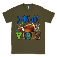 Army Green Football vibes green and blue Classic Tee - HowdyJamesFarm