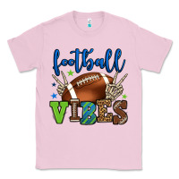 Bubblegum Pink Football vibes green and blue Classic Tee - HowdyJamesFarm