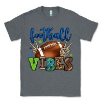 Charcoal Heather Football vibes green and blue Classic Tee - HowdyJamesFarm