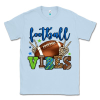 Dusty Blue Football vibes green and blue Classic Tee - HowdyJamesFarm