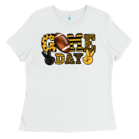 White Game day yellow and black team color Ladies Tee - HowdyJamesFarm