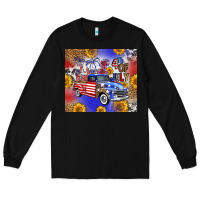 Black Fourth Of July Sunflowers Truck Long Sleeve Tee - FaDigitalArtStudio