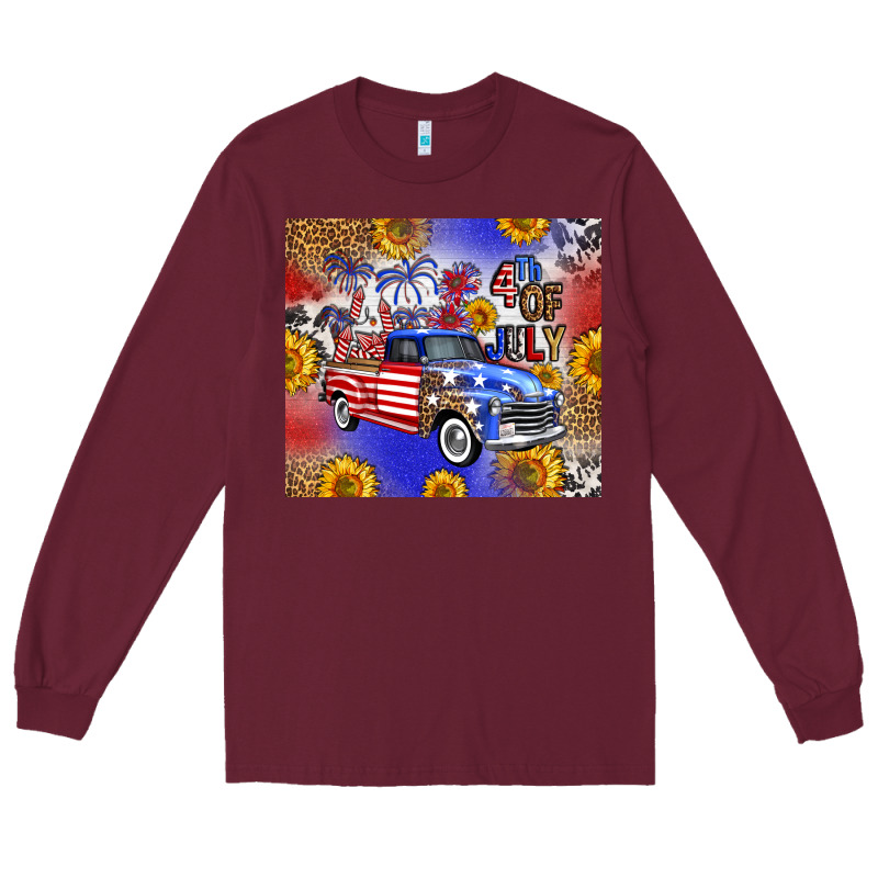 Fourth Of July Sunflowers Truck Long Sleeve Tee by FaDigitalArtStudio | Teevron