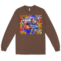 Chestnut Fourth Of July Sunflowers Truck Long Sleeve Tee - FaDigitalArtStudio