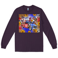 Plum Fourth Of July Sunflowers Truck Long Sleeve Tee - FaDigitalArtStudio