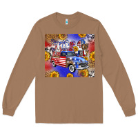 Toasted Coconut Fourth Of July Sunflowers Truck Long Sleeve Tee - FaDigitalArtStudio