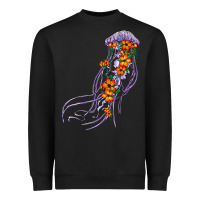 Black light purple jellyfish and floral Heavyweight Sweatshirt - BarkalooDesign
