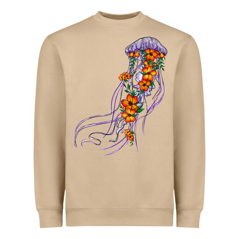 Light Purple Jellyfish And Floral Heavyweight Sweatshirt by BarkalooDesign | Teevron