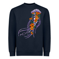 Navy light purple jellyfish and floral Heavyweight Sweatshirt - BarkalooDesign