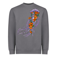 Storm light purple jellyfish and floral Heavyweight Sweatshirt - BarkalooDesign