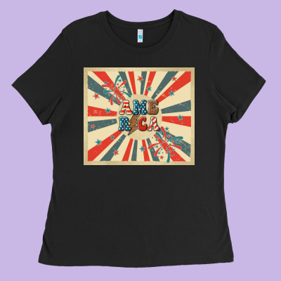 Retro America Ladies Tee Designed By Tumblerdesignbyshophia