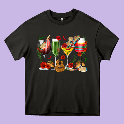 Mexico Wine Glasses Heavy Core Tee Designed By Texasbilliewilder