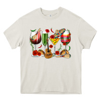 Cream Mexico Wine Glasses Heavy Core Tee - texasbilliewilder