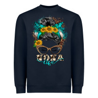 Navy nona life messy bun Heavyweight Sweatshirt - BarkalooDesign