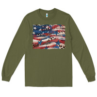 Army Green Leopard glitter American flag Long Sleeve Tee - FaDigitalArtStudio