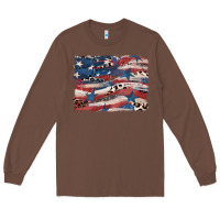 Chestnut Leopard glitter American flag Long Sleeve Tee - FaDigitalArtStudio