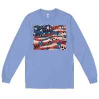 Colony Blue Leopard glitter American flag Long Sleeve Tee - FaDigitalArtStudio