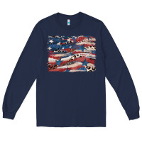 Navy Leopard glitter American flag Long Sleeve Tee - FaDigitalArtStudio