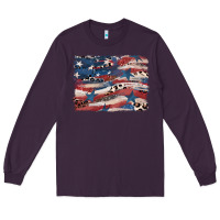 Plum Leopard glitter American flag Long Sleeve Tee - FaDigitalArtStudio
