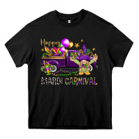 Black Happy Mardi Carnival with truck Heavy Core Tee - NancyCooperArtShop