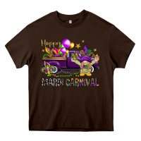 Chocolate Brown Happy Mardi Carnival with truck Heavy Core Tee - NancyCooperArtShop