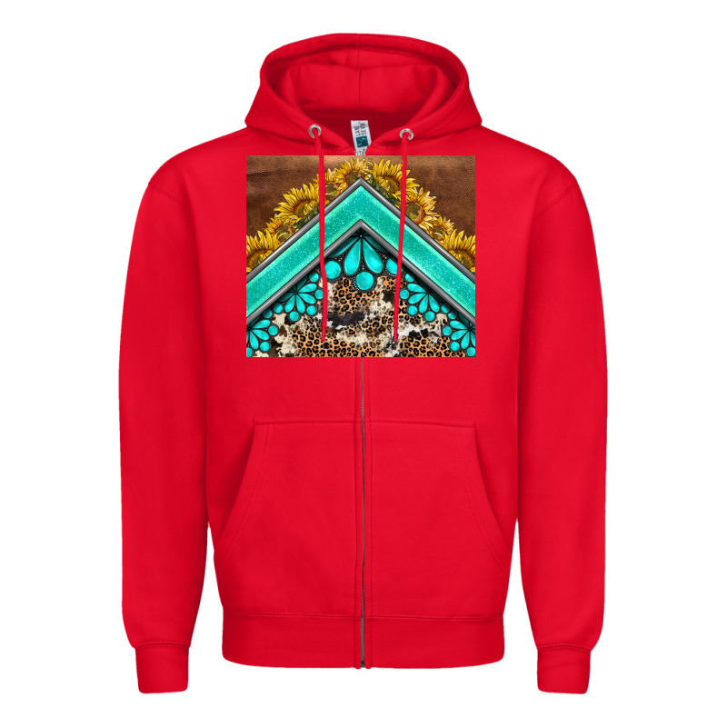 Western  Sunflower Turquise Gemstone  Tumbler Zipper Hoodie by BarkalooDesign | Teevron