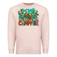 Pale Pink life is better by the campfire Premium Sweatshirt - AdoDesignShop