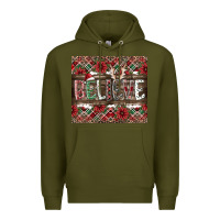 Army Green Believe Premium Hoodie - CowhideDigitalArt