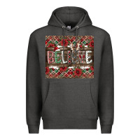 Charcoal Heather Believe Premium Hoodie - CowhideDigitalArt