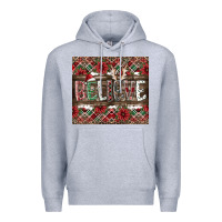 Heather Grey Believe Premium Hoodie - CowhideDigitalArt