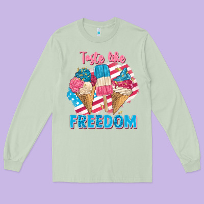 Taste Like Freedom 4th Of July Long Sleeve Tee Designed By Fadigitalartstudio