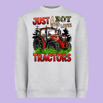 Just A Boy Who Loves Tractors Red Tractor Heavyweight Sweatshirt Designed By Barkaloodesign