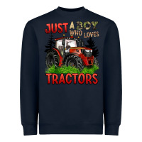 Navy just a boy who loves tractors red tractor Heavyweight Sweatshirt - BarkalooDesign