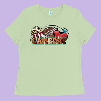 Game Day Football Popcorn Ladies Tee Designed By Howdyjamesfarm