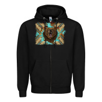 Black bear native American background Zipper Hoodie - BarkalooDesign