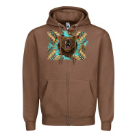 Chestnut bear native American background Zipper Hoodie - BarkalooDesign
