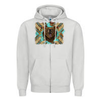 Dove Grey bear native American background Zipper Hoodie - BarkalooDesign
