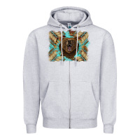 Bear Native American Background Zipper Hoodie | Teevron