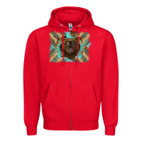 Red bear native American background Zipper Hoodie - BarkalooDesign