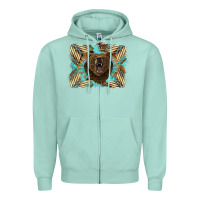 Seafoam bear native American background Zipper Hoodie - BarkalooDesign