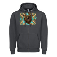 Smoke bear native American background Zipper Hoodie - BarkalooDesign