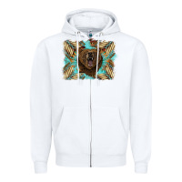 White bear native American background Zipper Hoodie - BarkalooDesign