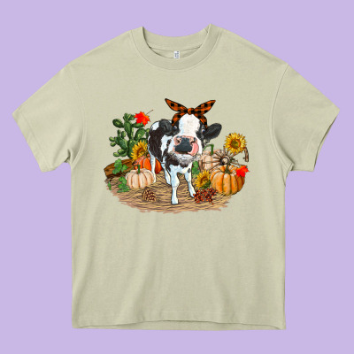 Fall Baby Cow Heavy Core Tee Designed By Ranaportraitstore