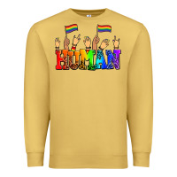 Antique Gold human with hands and pride flags Premium Sweatshirt - AdoDesignShop