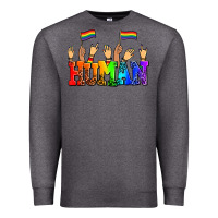 Charcoal Heather human with hands and pride flags Premium Sweatshirt - AdoDesignShop