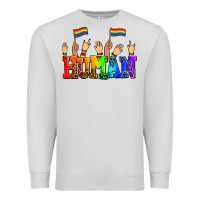 Dove Grey human with hands and pride flags Premium Sweatshirt - AdoDesignShop