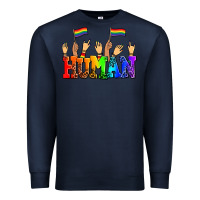Navy human with hands and pride flags Premium Sweatshirt - AdoDesignShop