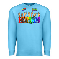 Ocean Blue human with hands and pride flags Premium Sweatshirt - AdoDesignShop