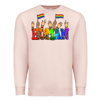 Pale Pink human with hands and pride flags Premium Sweatshirt - AdoDesignShop