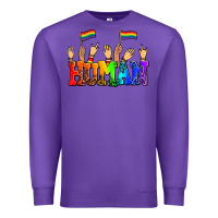 Purple human with hands and pride flags Premium Sweatshirt - AdoDesignShop